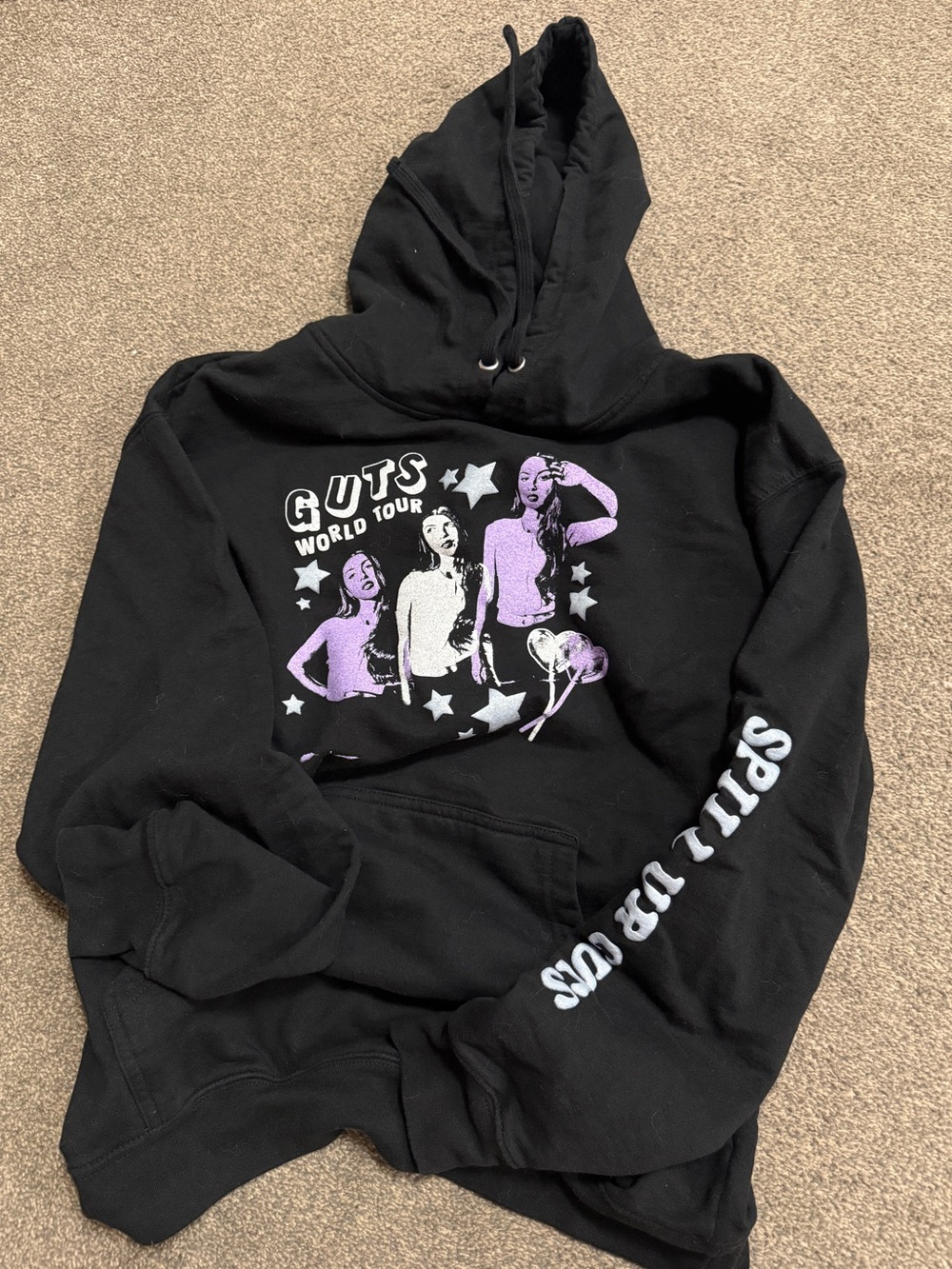 Olivia Rodrigo Guts World Tour Black Hoodie Official Merch Unisex Large